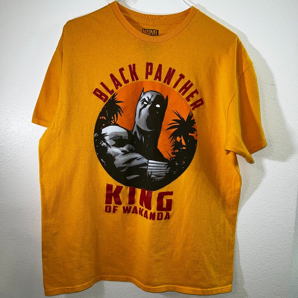 Yellow Marvel Graphic T-Shirt. Black Panther, Men's Large